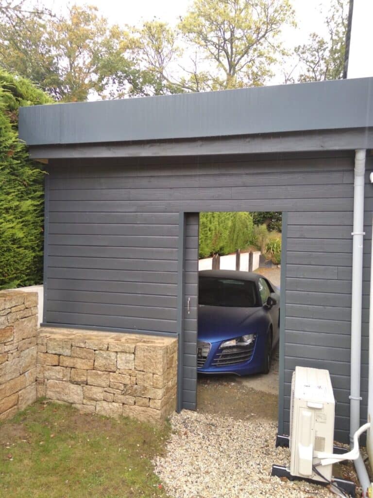 CARPORT bois bandeau alu muret pierres saint evarzec - Fouesnant Bénodet