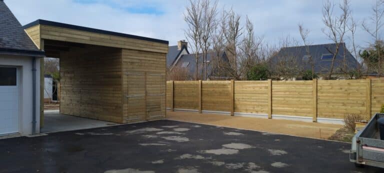 CLOTURE palissade bois et carport et enrobe fouesnant - Fouesnant Bénodet