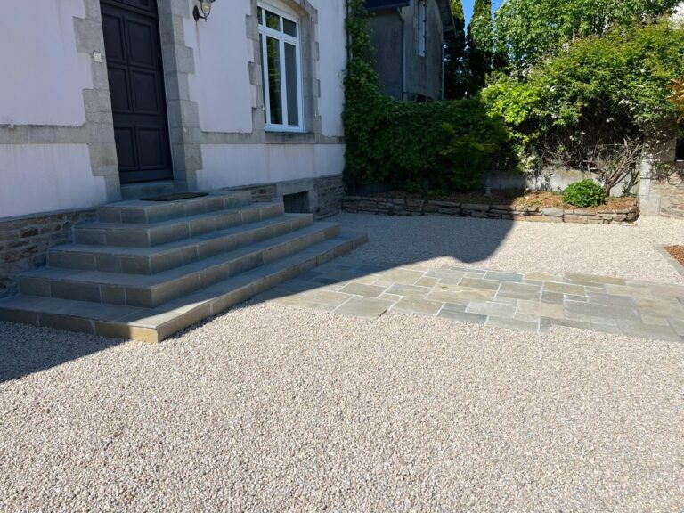 ESCALIER et allee en pierres naturelles khota brun opus 4 fouesnant - Fouesnant Bénodet