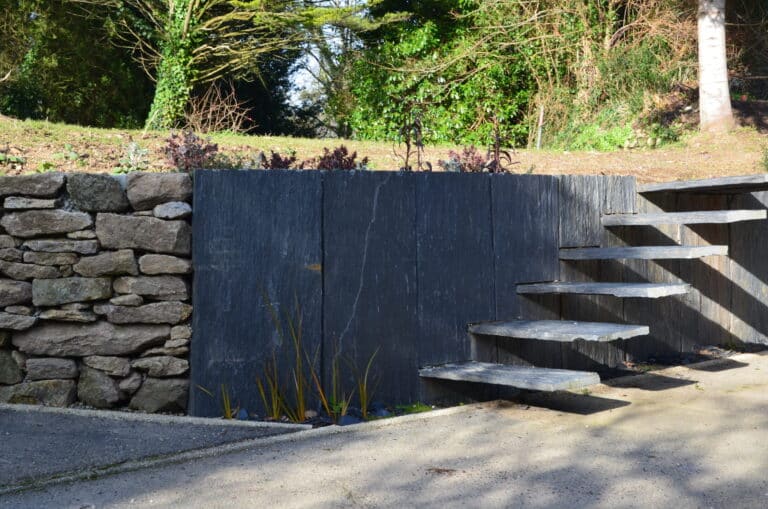 ESCALIER flottant palis schiste avec muret soutenement schiste fouesnant - Fouesnant Bénodet