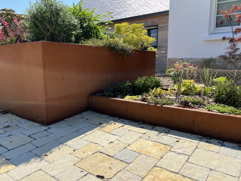 JARDINIERE corten pavage pierre khota fouesnant - Fouesnant Bénodet