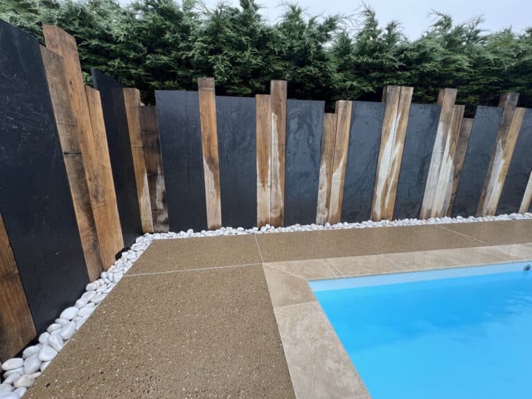 PALISSADE traversse paysagere ardoise piscine loctudy - Fouesnant Bénodet