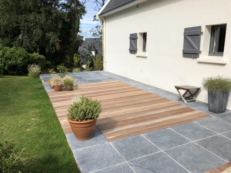 TERRASSE bois ipe et pierres naturelles pleuven - Fouesnant Bénodet