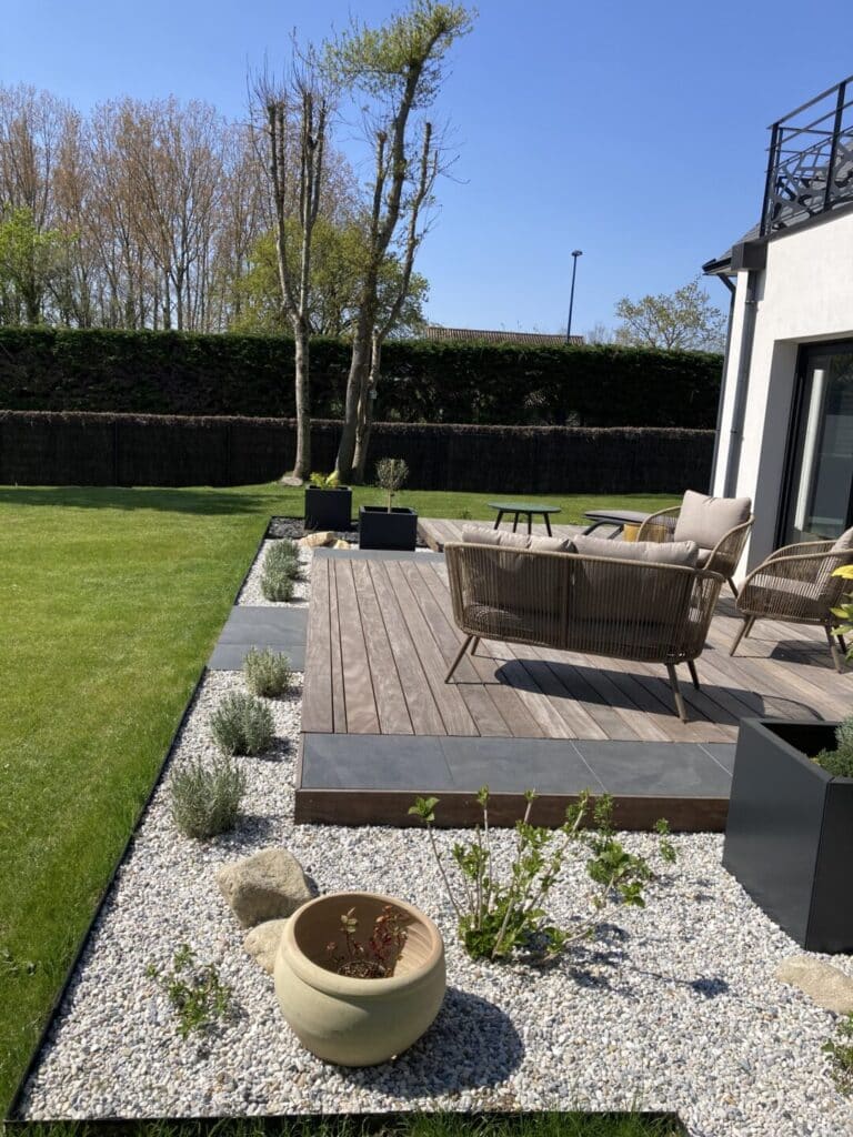 TERRASSE cumaru gres ceramique sur plots benodet - Fouesnant Bénodet